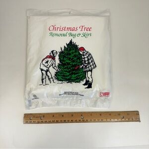 Vtg Christmas Tree Removal Bag and Skirt Prop Decor Retro Made in USA Bio Indust